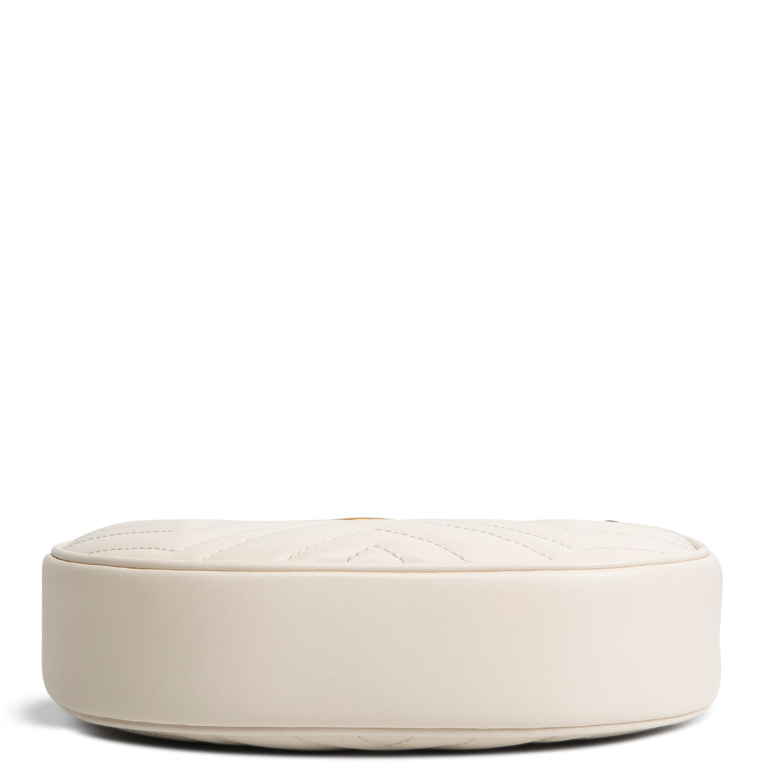GUCCI GG Marmont Half Moon Hobo - White