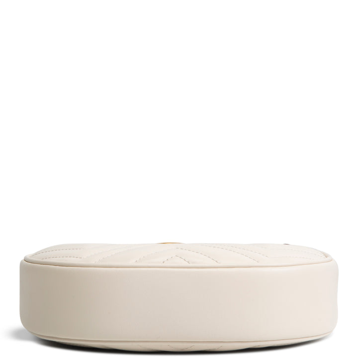 GUCCI GG Marmont Half Moon Hobo - White