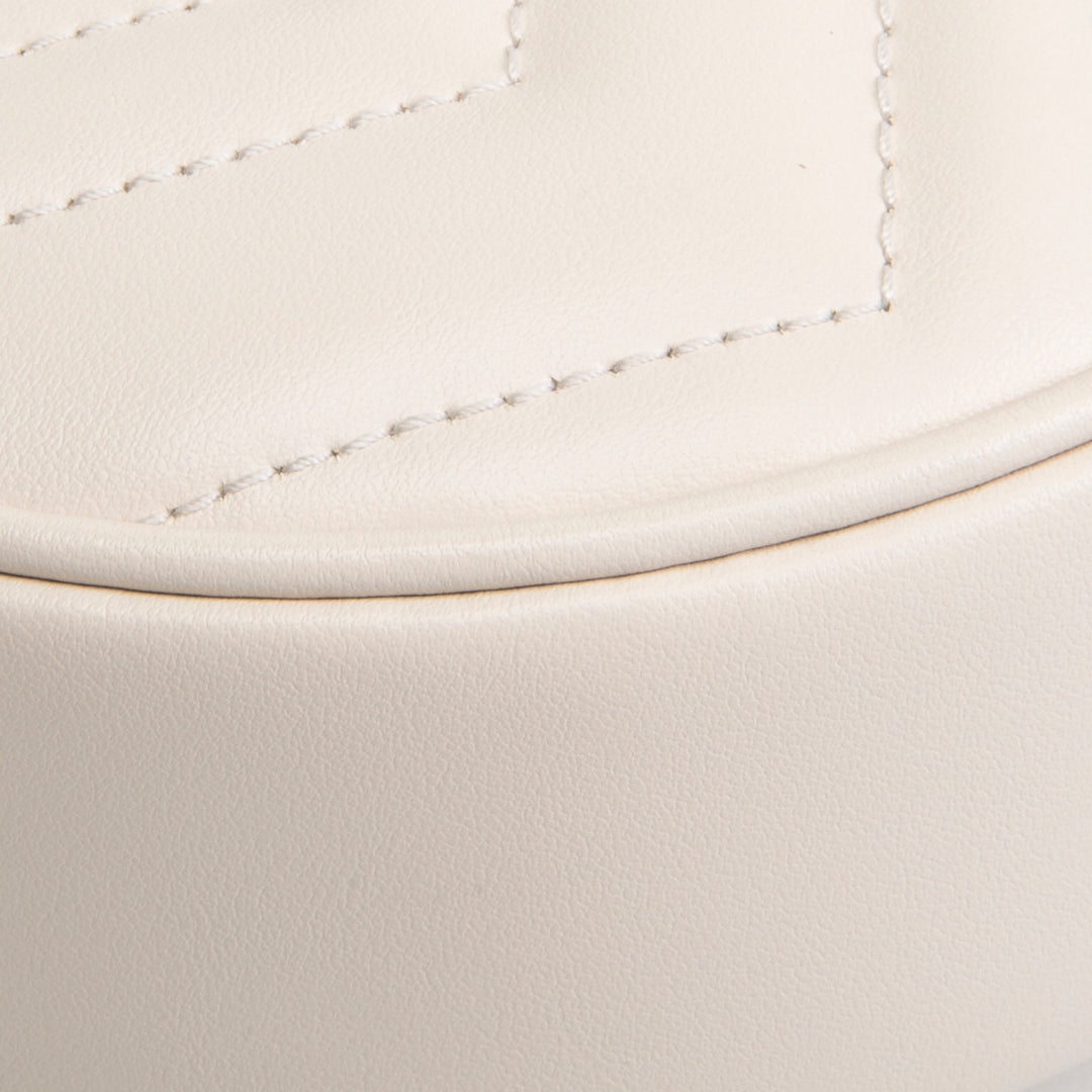 GUCCI GG Marmont Half Moon Hobo - White
