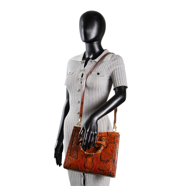 GUCCI Python Diana Bamboo Tote