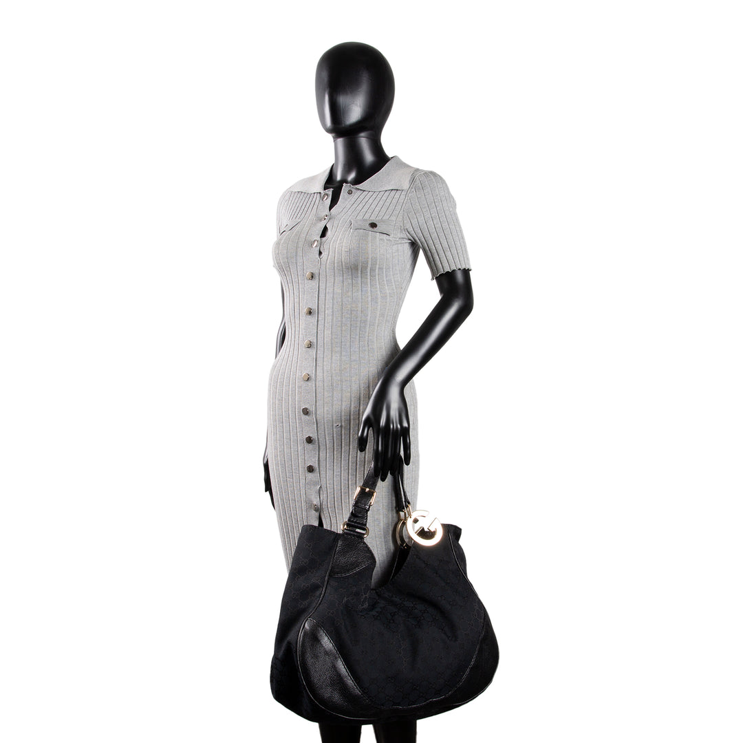GUCCI GG Canvas Charlotte Shoulder Bag - Black OUTLET FINAL SALE