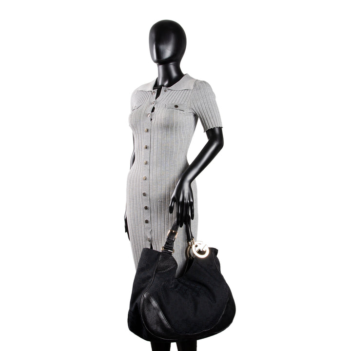 GUCCI GG Canvas Charlotte Shoulder Bag - Black OUTLET FINAL SALE
