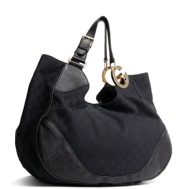 GUCCI GG Canvas Charlotte Shoulder Bag - Black OUTLET FINAL SALE