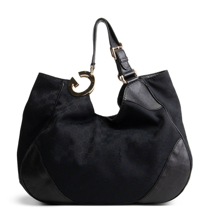 GUCCI GG Canvas Charlotte Shoulder Bag - Black OUTLET FINAL SALE