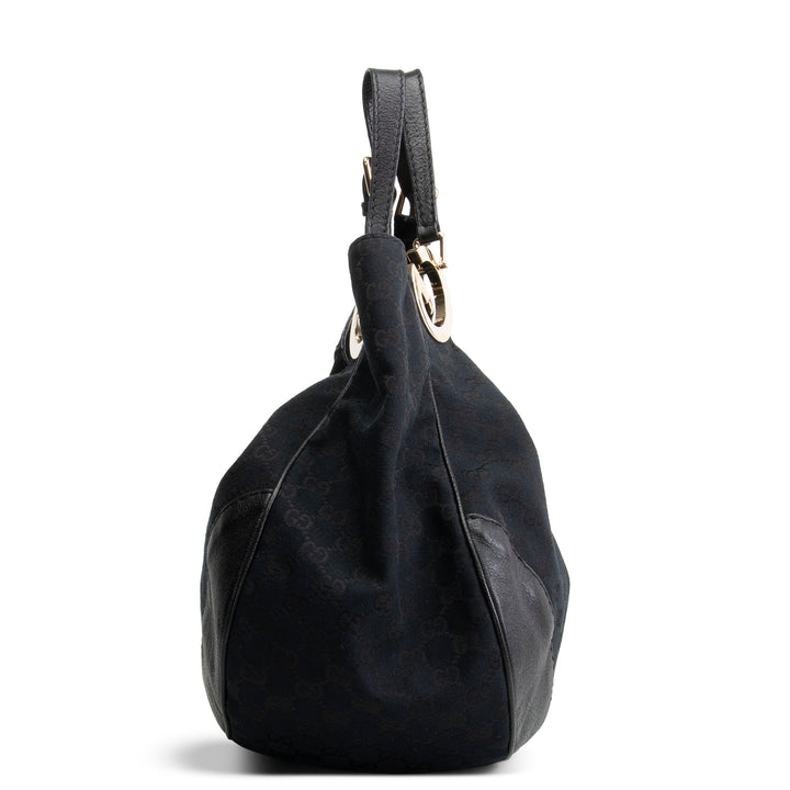 GUCCI GG Canvas Charlotte Shoulder Bag - Black OUTLET FINAL SALE