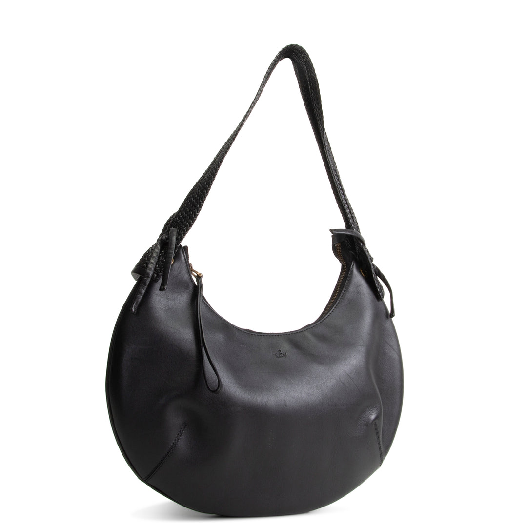 GUCCI Calfskin Half Moon Hobo - Black OUTLET FINAL SALE