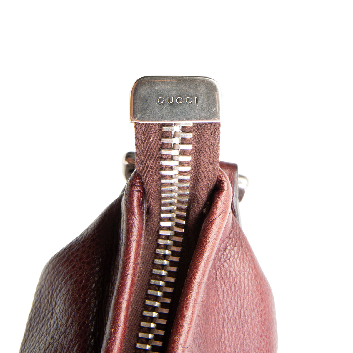 GUCCI Leather Crest Messenger - Burgundy