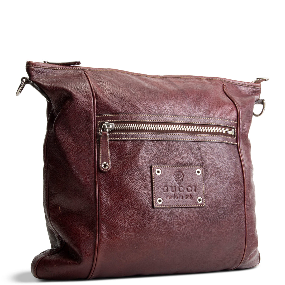 GUCCI Leather Crest Messenger - Burgundy
