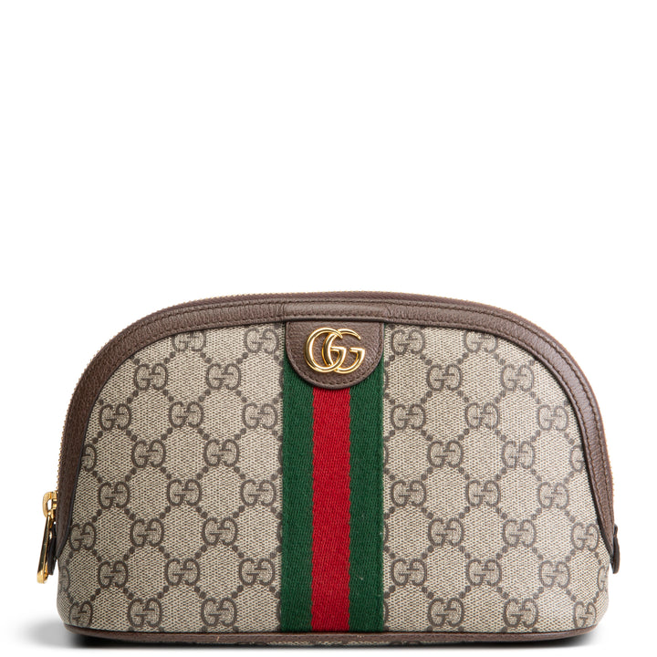 GUCCI GG Supreme Ophidia Cosmetic Pouch - Beige & Ebony