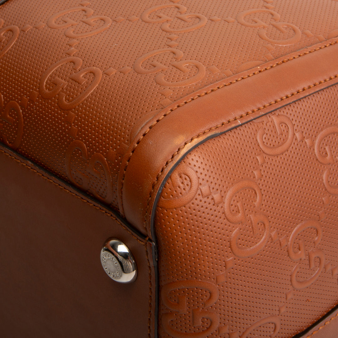 GUCCI GG Tennis Embossed Large Duffle- Brown