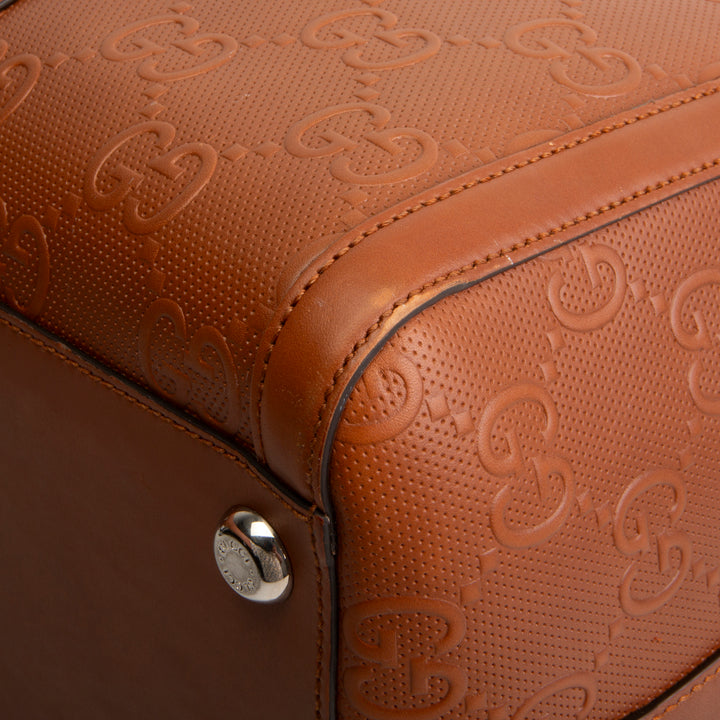 GUCCI GG Tennis Embossed Large Duffle- Brown