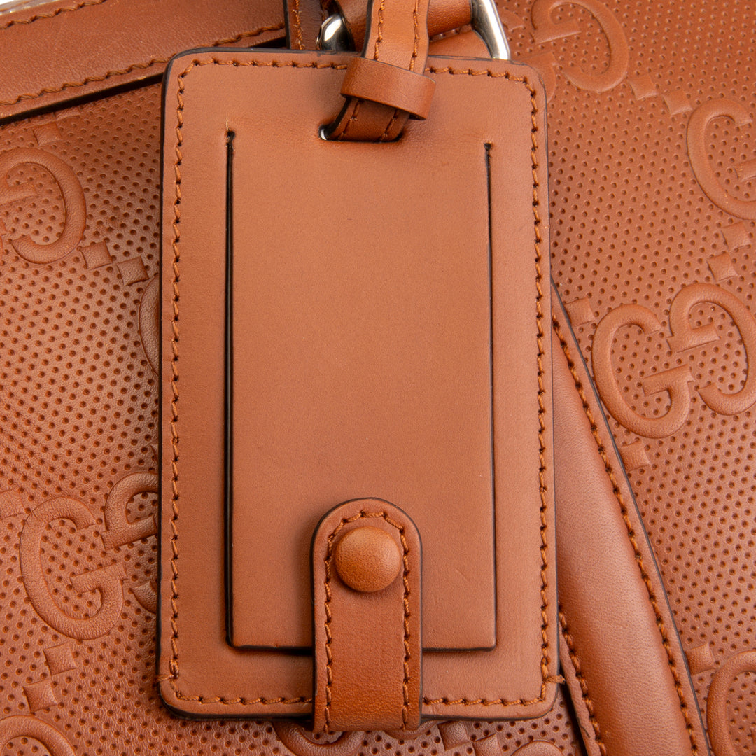 GUCCI GG Tennis Embossed Large Duffle- Brown