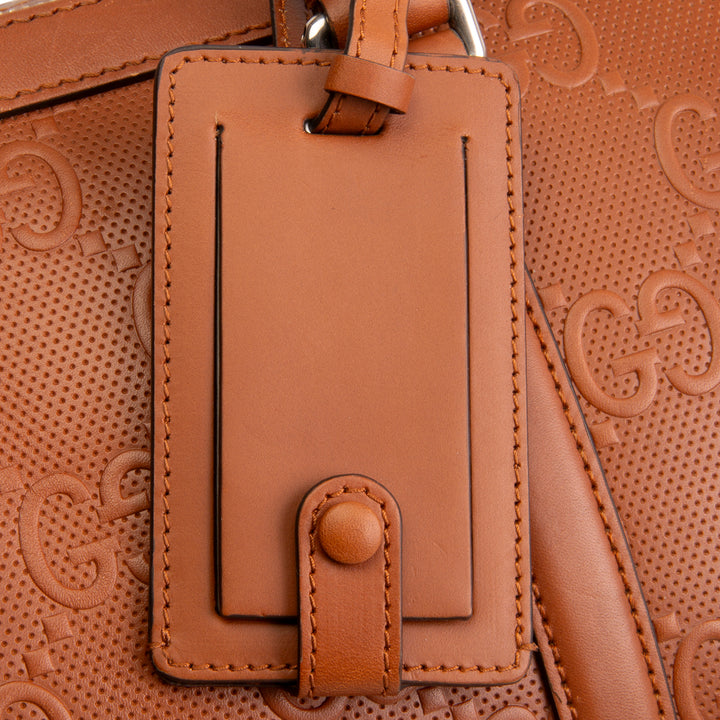GUCCI GG Tennis Embossed Large Duffle- Brown