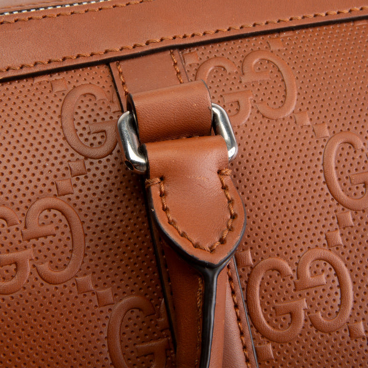 GUCCI GG Tennis Embossed Large Duffle- Brown
