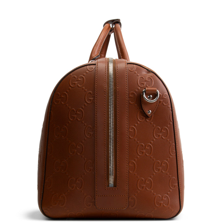 GUCCI GG Tennis Embossed Large Duffle- Brown