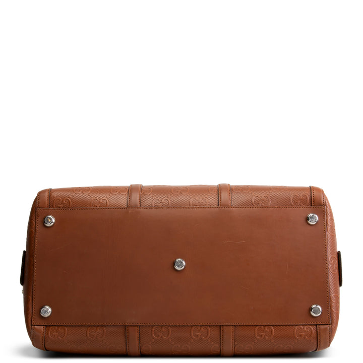 GUCCI GG Tennis Embossed Large Duffle- Brown