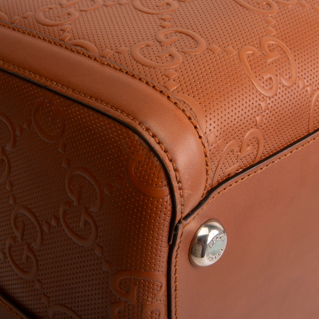 GUCCI GG Tennis Embossed Large Duffle- Brown
