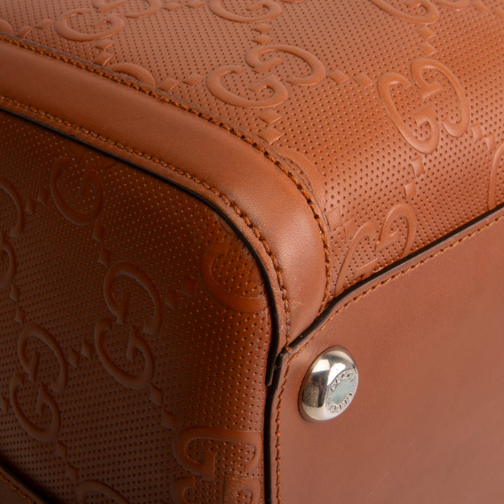GUCCI GG Tennis Embossed Large Duffle- Brown