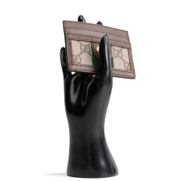 GUCCI GG Supreme Ophidia Card Holder - Beige & Ebony