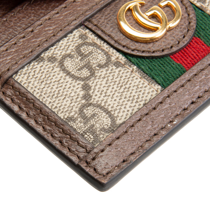 GUCCI GG Supreme Ophidia Card Holder - Beige & Ebony