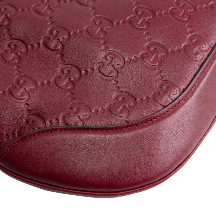 GUCCI Embossed B Medium Shoulder Bag - Bordeaux (Wine)