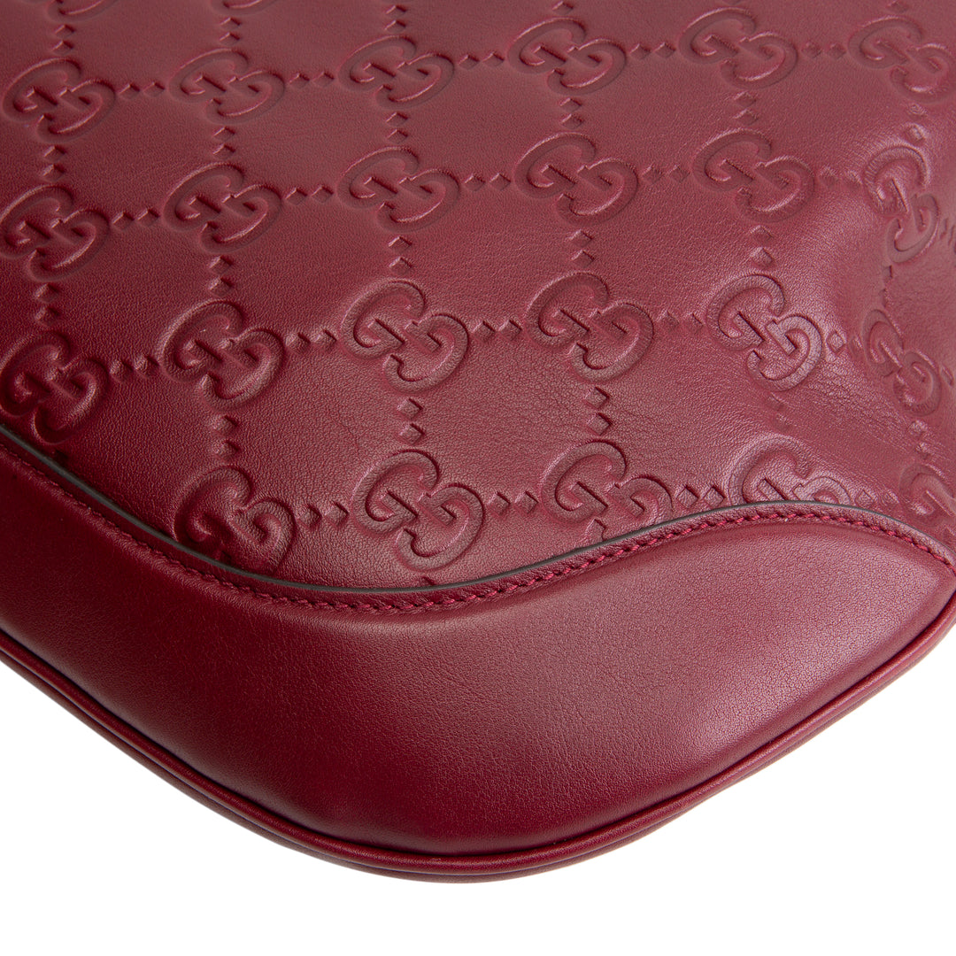 GUCCI Embossed B Medium Shoulder Bag - Bordeaux (Wine)