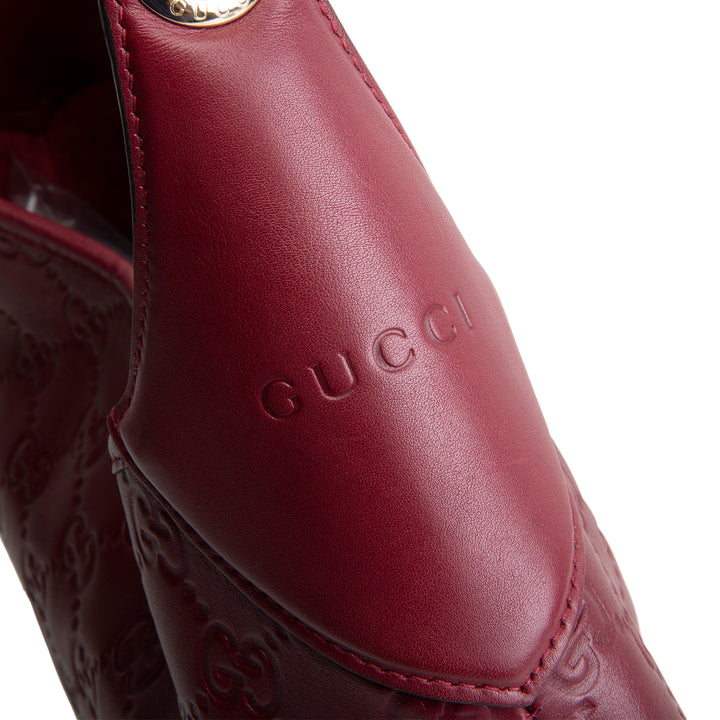 GUCCI Embossed B Medium Shoulder Bag - Bordeaux (Wine)