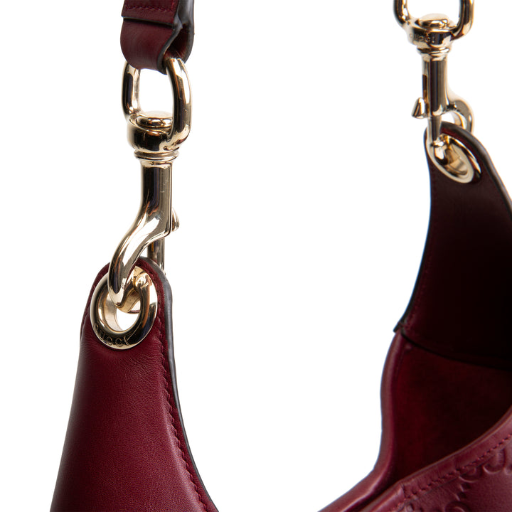 GUCCI Embossed B Medium Shoulder Bag - Bordeaux (Wine)