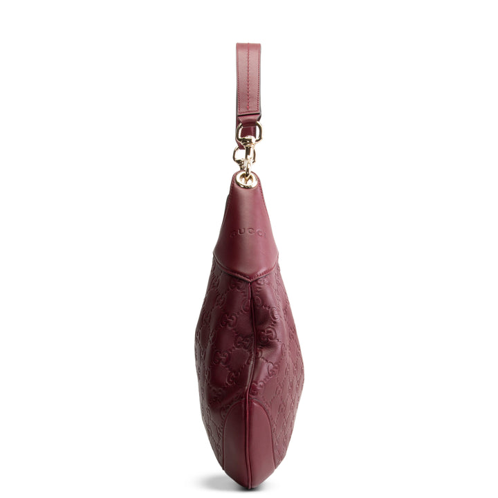 GUCCI Embossed B Medium Shoulder Bag - Bordeaux (Wine)