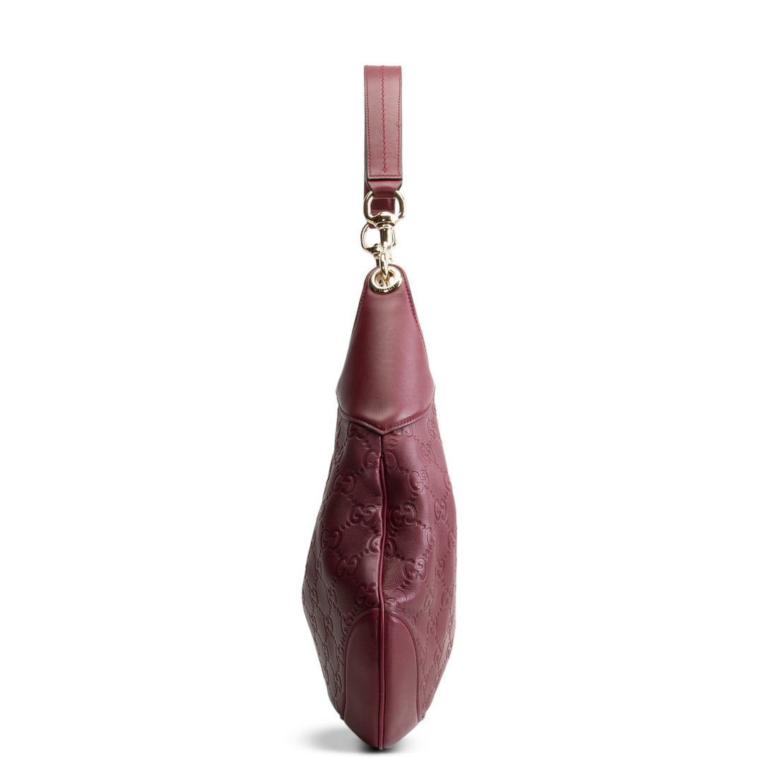 GUCCI Embossed B Medium Shoulder Bag - Bordeaux (Wine)