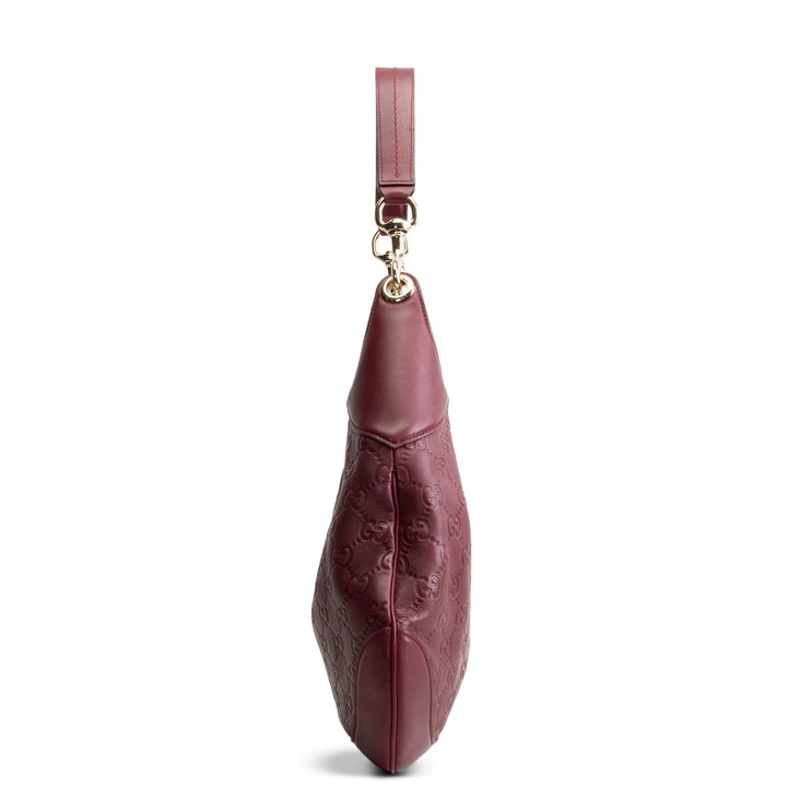 GUCCI Embossed B Medium Shoulder Bag - Bordeaux (Wine)