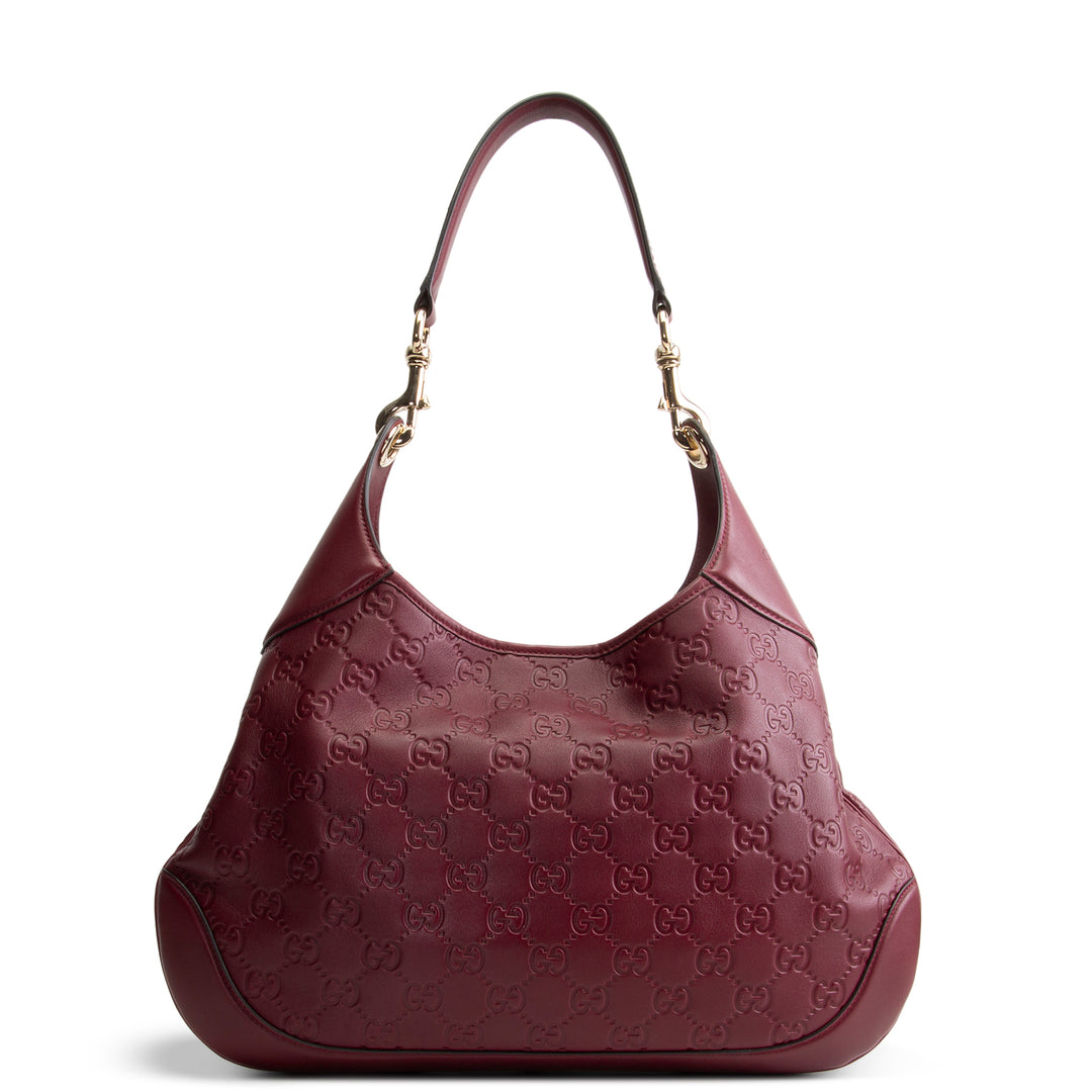 GUCCI Embossed B Medium Shoulder Bag - Bordeaux (Wine)