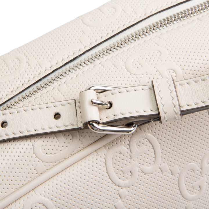 GUCCI Jumbo GG Embossed Soft Trunk Messenger Bag - Mystic White OUTLET FINAL SALE