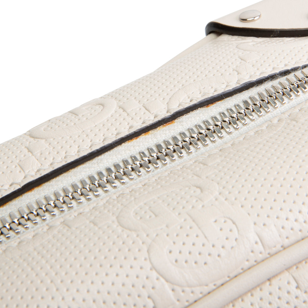 GUCCI Jumbo GG Embossed Soft Trunk Messenger Bag - Mystic White OUTLET FINAL SALE