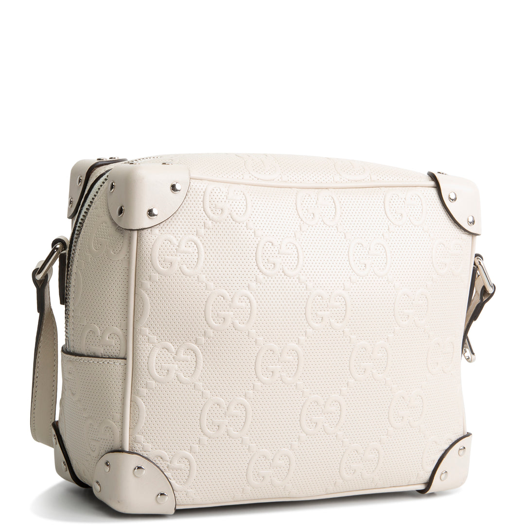 GUCCI Jumbo GG Embossed Soft Trunk Messenger Bag - Mystic White OUTLET FINAL SALE