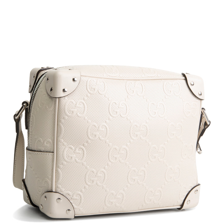 GUCCI Jumbo GG Embossed Soft Trunk Messenger Bag - Mystic White OUTLET FINAL SALE