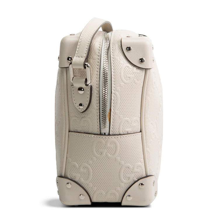 GUCCI Jumbo GG Embossed Soft Trunk Messenger Bag - Mystic White OUTLET FINAL SALE