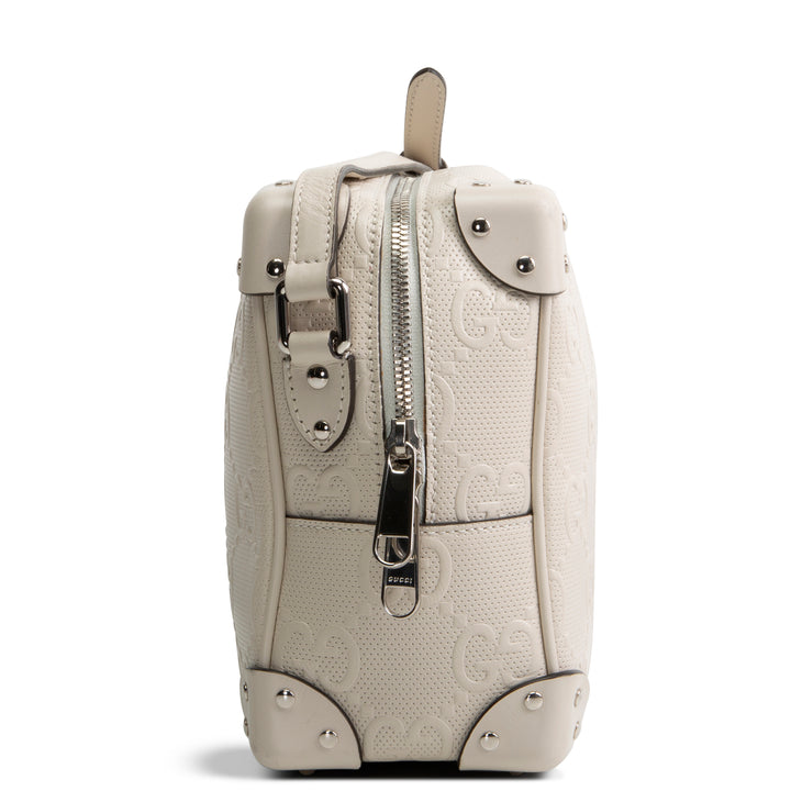GUCCI Jumbo GG Embossed Soft Trunk Messenger Bag - Mystic White OUTLET FINAL SALE