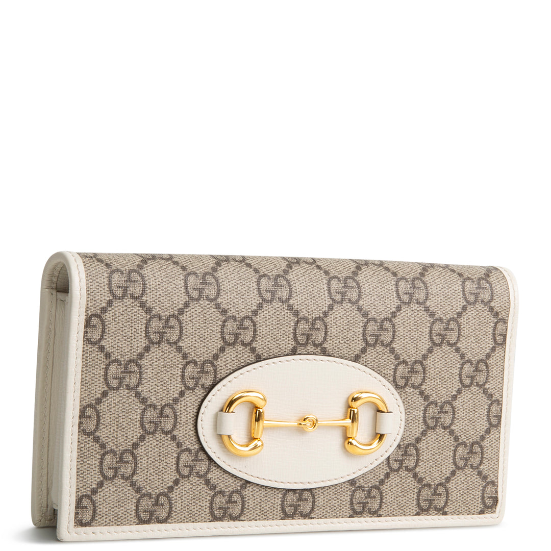GUCCI GG Supreme Horsebit Wallet on Chain - Cream