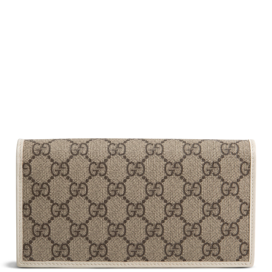 GUCCI GG Supreme Horsebit Wallet on Chain - Cream