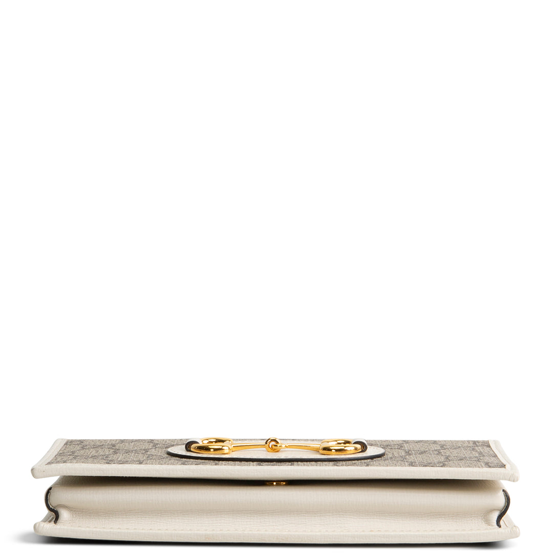 GUCCI GG Supreme Horsebit Wallet on Chain - Cream