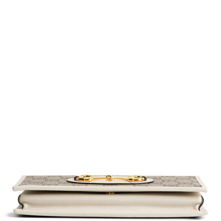 GUCCI GG Supreme Horsebit Wallet on Chain - Cream