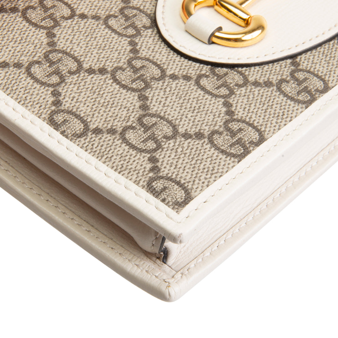 GUCCI GG Supreme Horsebit Wallet on Chain - Cream