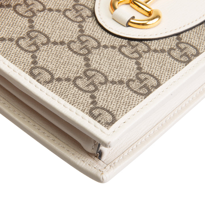 GUCCI GG Supreme Horsebit Wallet on Chain - Cream