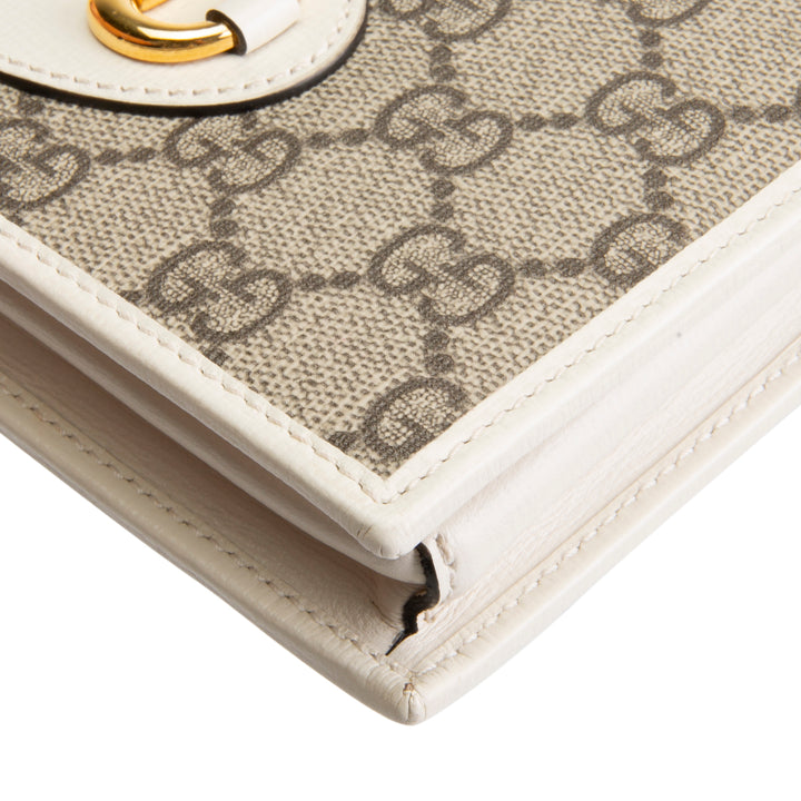 GUCCI GG Supreme Horsebit Wallet on Chain - Cream