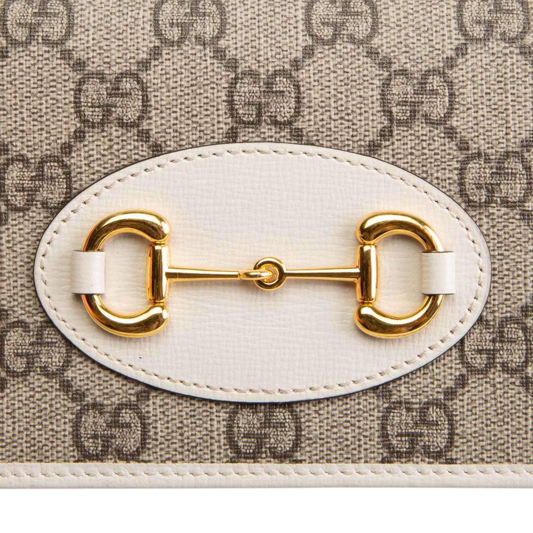 GUCCI GG Supreme Horsebit Wallet on Chain - Cream