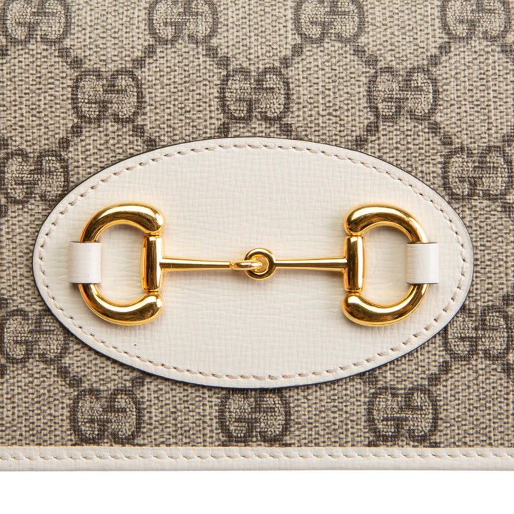 GUCCI GG Supreme Horsebit Wallet on Chain - Cream