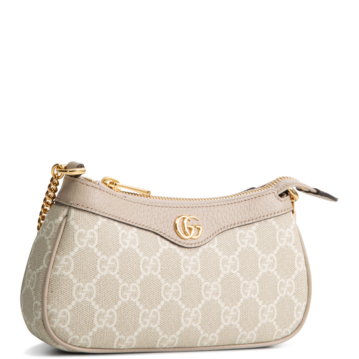 GUCCI GG Supreme Ophidia Mini Pochette - Cream