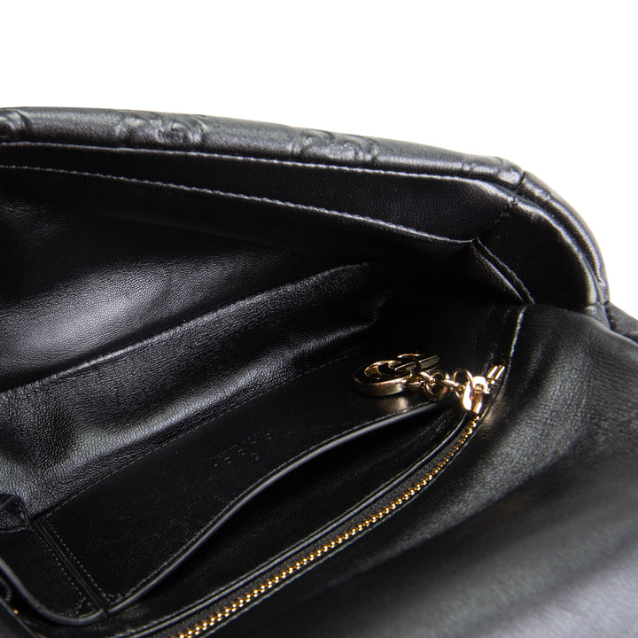 GUCCI GG Embossed Double G Milano Bag - Black