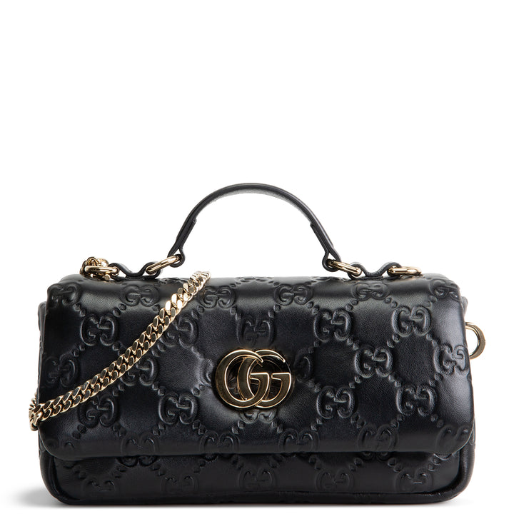GUCCI GG Embossed Double G Milano Bag - Black